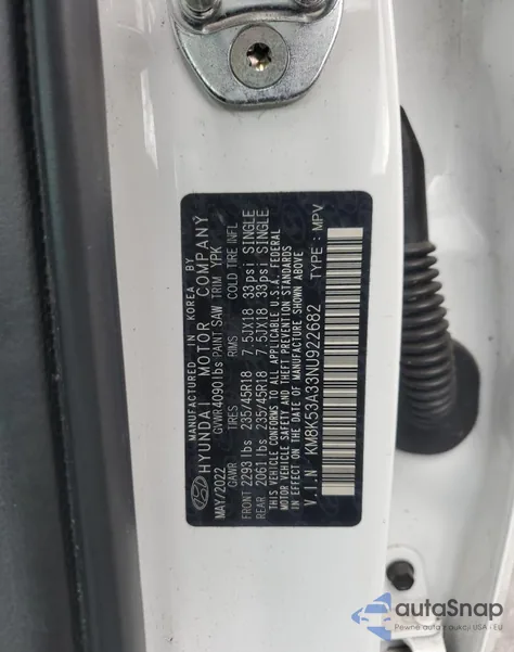 2022 Hyundai Kona Limited z USA, uszkodzony, nr VIN KM8K53A33NU922682